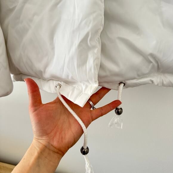 Hipchik Couture Zip Up Sequin Tongue Puffer Jacket White L - Picture 6 of 10